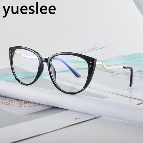 46961 Tr90 Plastic Titanium Cat Eye Glasses Frame Men Women Optical Fashion Anti Blue Computer Eyeglasses