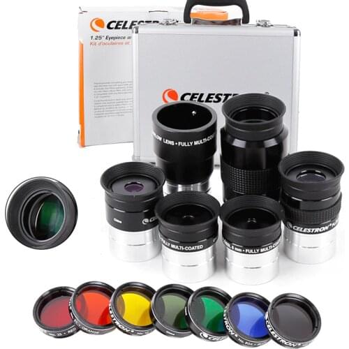 Celestron 1.25 6mm 8mm 13mm 15mm 32mm Plossl Eyepiece 2x Barlow Len Planet Moon Colored Filter Astronomy Telescope Accessory Kit