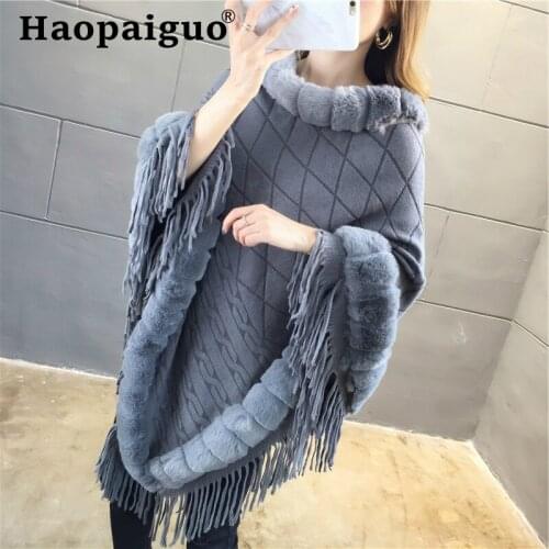 2019 Autumn Winter Casual Knitted Ladies Sweater Long Sleeve Cloak Women Tops Sweaters Oversize Pullovers Sweater with Tassel