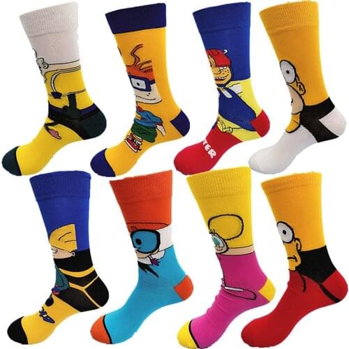 Autumn Winter Cartoon Head of Cotton Socks for Men and Women is Happy Novel Creative Skateboard Comfortable