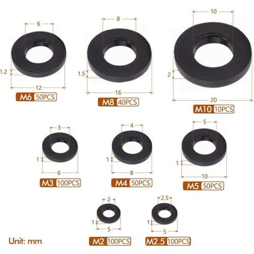 500 Pieces Plastic Washers Rubber Flat Washers Nylon Washers Corrosion-Free Washers for Industrial Fixings JAN88