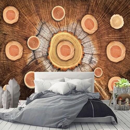 Custom Photo Mural 3D Stereo Wood Rings Wood Grain Creative Dining Room Living Room Bedroom Decoration Wall Painting Wallpaper