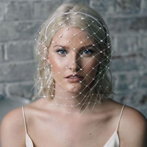 White Rhinestone Headband Veil for Wedding Headwear Hair Elegant Jewelry Accesories Long Loose for Prom Cocktail Headwear 2021