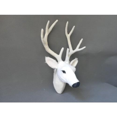 Real life toy 27x18cm sika deer 's head polyethylene&furs white deer head model wall pandent home decoration props,toy d0177
