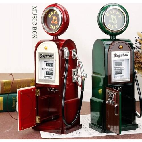 Retro Simulation Tanker Model Music Box Home Decoration Plastic Hand Crank Music Mechanism Figurine Gift With Logo Music Boxes