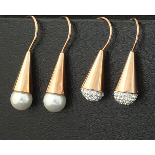 Newest Rose Gold Color Fashion Stainless Steel Jewelry Simple Earrings Personality For Woman And Girl 2 Styles EBJZAKBD