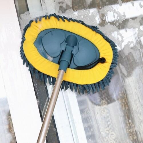 Chenille Broom Dust Brush Floor Window Cleaner Bathroom Mop Rotatable Car Washing Mop Long Handle Adjustable Cleaning Tool