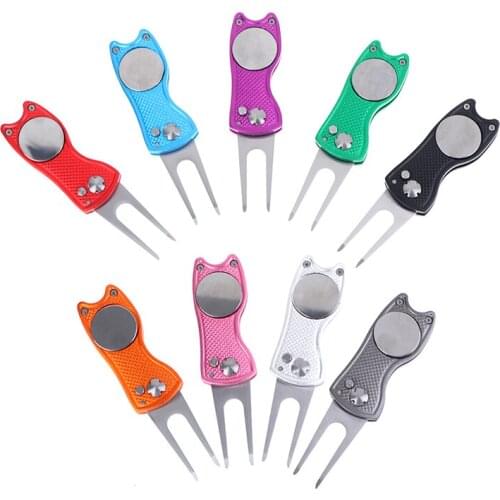 Folding Knife Golf Divot Tool Repair Fork Marker Pitch Cleaner Groove Remover Pitchfork Switchblade Ball