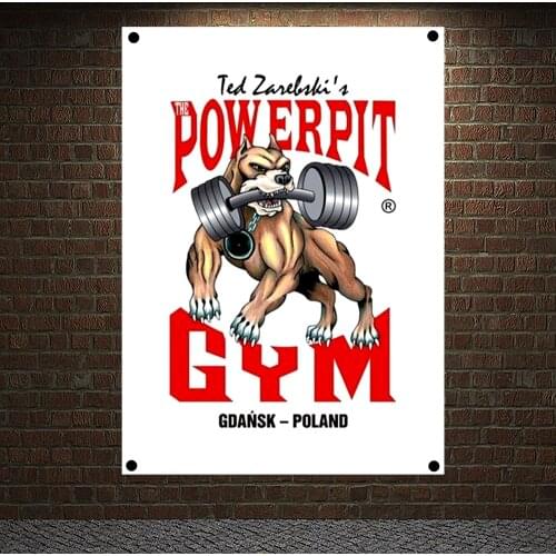 THE POWERPIT GYM Motivational Workout Poster Canvas Painting Exercise Fitness Banners Flags Bodybuilding Sports Gym Decoration