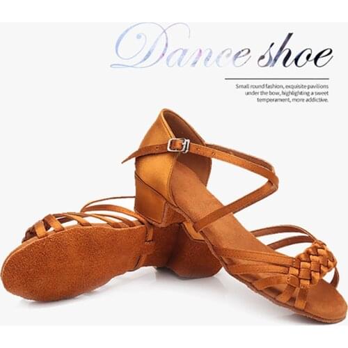 USHINE New woven satin dance shoes girls national standard training latin dance shoes children woman