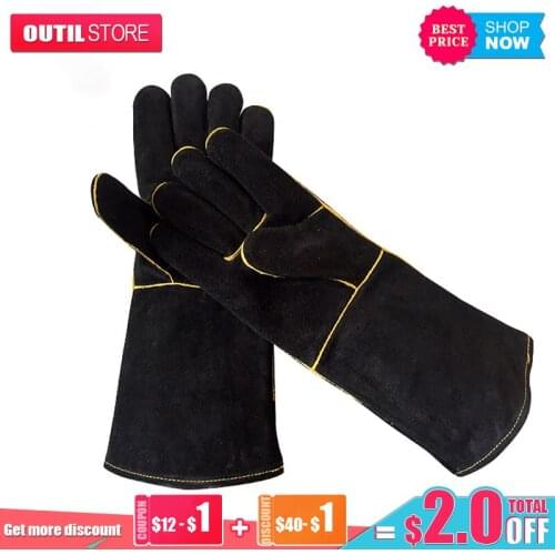 Realmote Cowhide Outdoor Gloves Barbecue Microwave Oven Thermal Adult