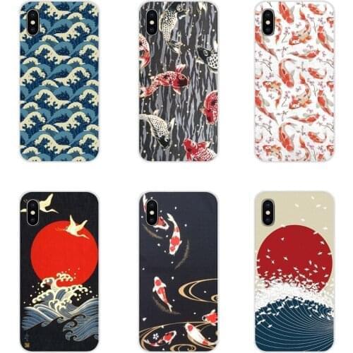 Japanese harmony Wave Carp Crane For Xiaomi Redmi Note 3 4 5 6 7 8 Pro Mi Max Mix 2 3 2S Pocophone F1 Silicone Phone Case Covers