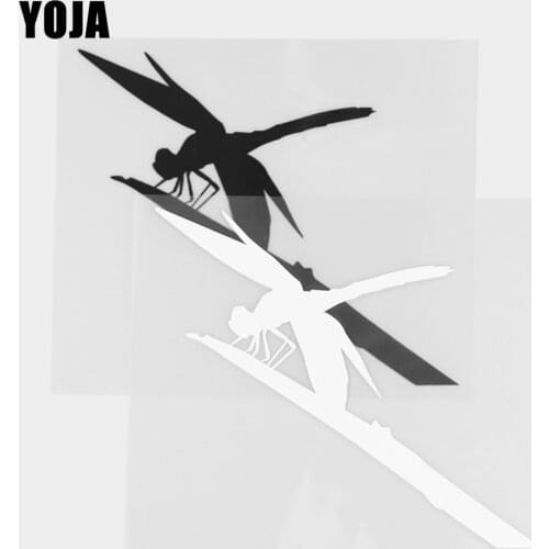 YOJA 13.6×11.4CM Cartoon Animals Perched Dragonfly Vinyl Decal Car Stickers Black/Silver 19C-0386
