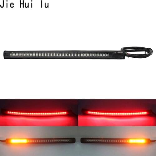 Motorcycle Light Bar Strip Tail Brake Stop Turn Signal License Plate Light Integrated 3528 SMD 48 LED Red Amber Color