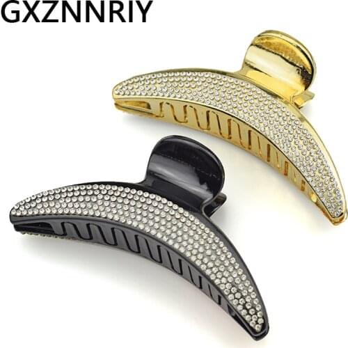 10.5cm Hair Claw Clips for Women Accessories New Fashion Rhinestone Black Crab Femme Gold Hairclip Girls Headwear Wholesale