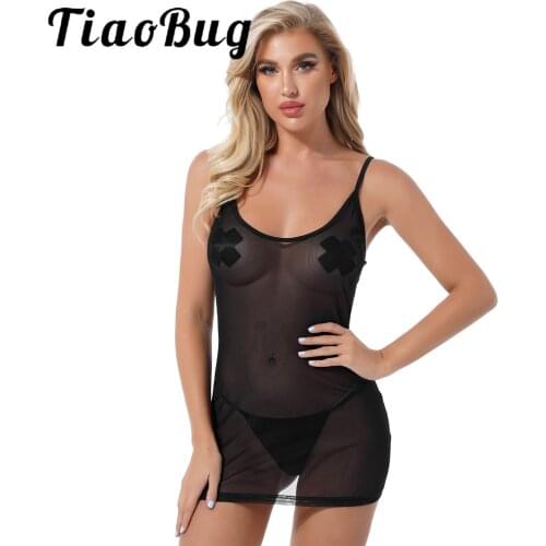 Womens Erotic Dress Adjustable Spaghetti Straps Sleeveless Dress Beach Bikini Cover Ups See-through Mesh U Neck Sexy Dresses