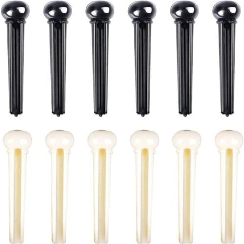 10Set Acoustic Classical Folk Guitar Bridge Pins End String Pegs Black/Ivory