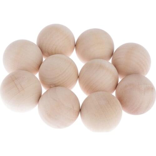 10x Hardwood Balls Solid Natural Beech Wooden Balls Beads Crafts Making 40mm