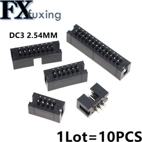 10PCS DC3 6P 8P 10P 14P 16P 20P 26P 30P 2.54mm Socket Header Connector ISP Male Double-spaced Straight IDC Ox horn DC3-8P 2*4