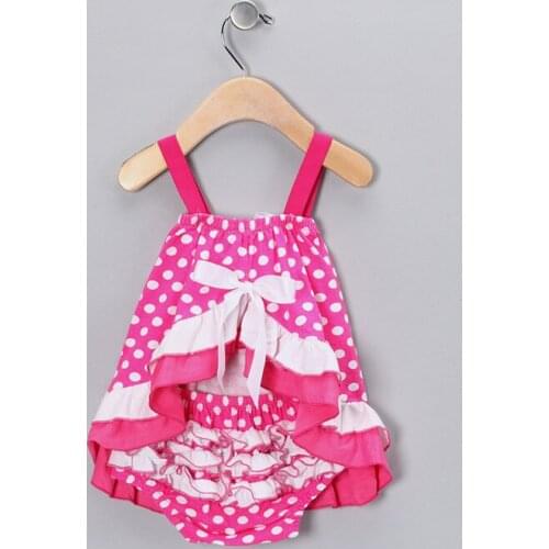 2pcs Infant Baby Girl Clothes Newborn Baby Girls Kids Dot Tank Tops+Shorts Bloomers Pants Dress Clothes Hot Pink Dresses 2020