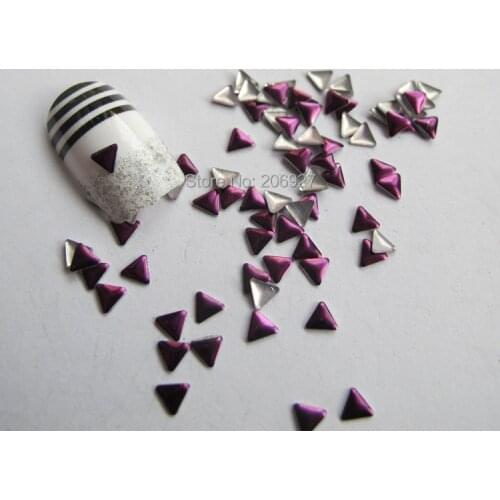 200pcs Cute S-74 4*4mm Nail Art Purple Triangle Metal Stud Nail Art Decoration
