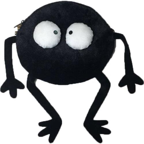 22*25cm Spirited Away Black Charcoal Briquette Messenger Small Wallet Shoulder Plush Doll Bag