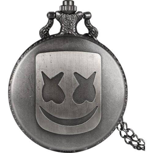 3 Colors! Clown Droll Mask Design Quartz Pocket Watch Antique Necklace Chain Pendant Bronze Retro Fob Watches Gift for Men Women