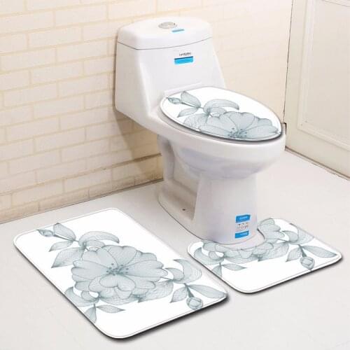 3pcs/set Vintage Cartoon Print Anti-slip Bathroom Floor Mat Home Decor Shower Non-Slip Rug Bath Door Mats Flower Leaf