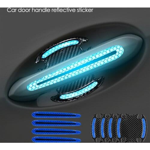 4/8pcs Car Door Handle Reflective Sticker Precut Anti-scratched Warning Marking Tape Safety-Warning Sign Decals