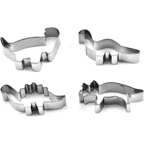 4pcs/Lot Dinosaur Shape Cookie Cutters Tools Stainless Steel Cookie Mold Baking Tools For Biscuit Cake Kitchen Accessories
