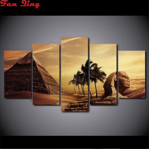 5pcs DIY Diamond Painting Egyptian Pyramid Sphinx Diamond embroidery Mosaic Cross stitch Square Round Rhinestone decor pictures