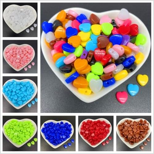 50pcs/Lot 9mm Acrylic Beads Heart Shape Spacer Beads For Jewelry Making DIY Bracelet Necklace Pendant Making