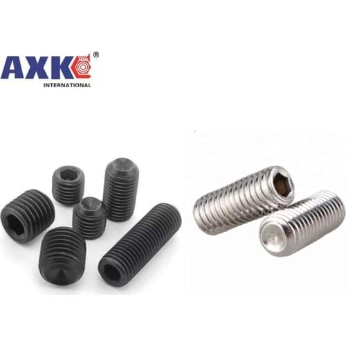 50pc M2 M2.5 M3 M3.5 M4 M5 M6 DIN916 304 stainless Black grade 12.9 steel Hex Hexagon Socket Allen Cup Point Grub Screw Set Bolt