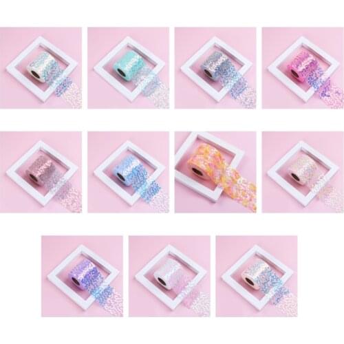 6inch 10Yards DecorativePlum Flower Sequins Tulle Ribbon Rolls Wedding Decoration Halloween Party Gift Ribbon