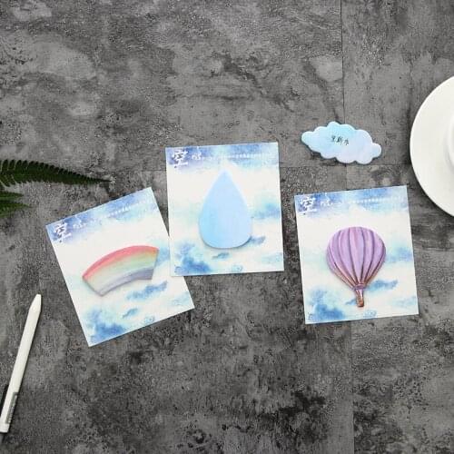 60 Pages/2pack Memo Pad Creative Rainbow Hot Air Balloon Sticky Notes Memo Notebook Stationery Papelaria Escolar School Supplies
