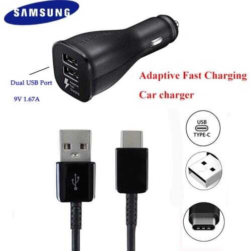 Samsung Car Charger Dual USB Adaptive Fast Adapter USB Type C Cable For Galaxy S20 s10 s9 s8 Plus S10+ Note 10 plus A30 A50 A70