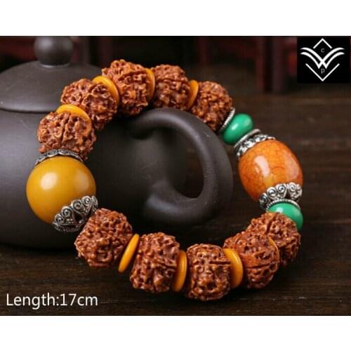 Rudraksha Bodhi 5 Segment Buddha Beaded Bracelet