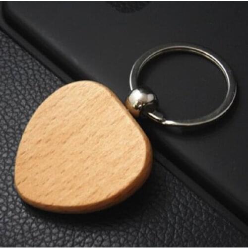 Beech Blank Round Rectangle Wooden Key Chain Diy Promotion Wood Keychain Keyring Tags Pendant Promotional Gifts
