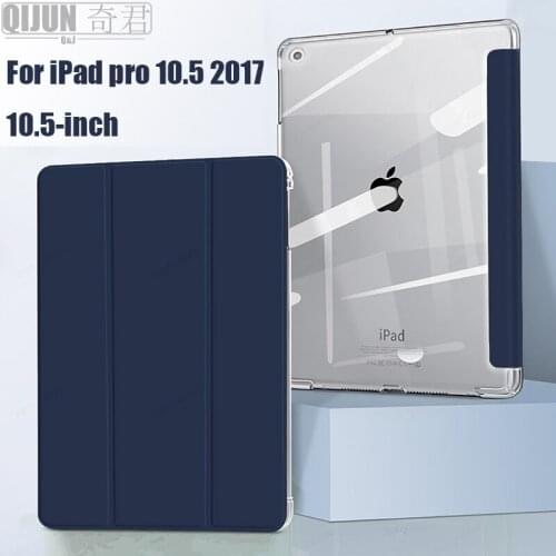 Tablet case for Apple ipad pro 10.5 2017 Leather Smart Sleep wake Trifold Stand Solid cove capa funda bag for A1701 A1709