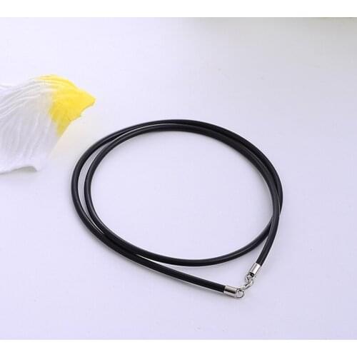 Black Rubber Leather Cord Choker/Necklace Accessories With 925 Sterling Silver Lobster Claw Clasp Connector Buckle DIY Jewelry