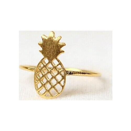 Daisies One Piece Fashion Hollowe Out Pineapple Rings Gold Silver Plated Fruit Shape Rings Simple Design for Women