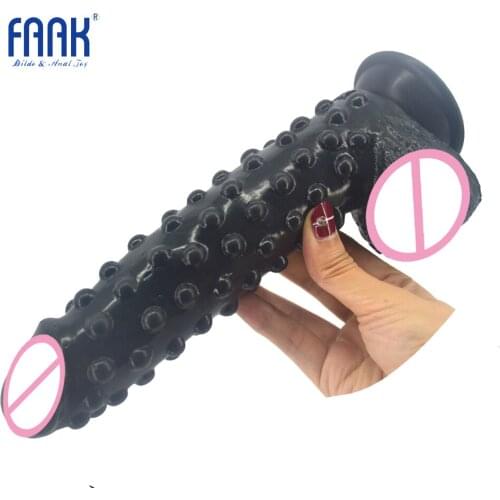 FAAK Silicone Realistic Dildo with Suction Cup Raised Pointed Extreme Stimulate Anal Dildo Big Fake Penis Sex Toys for Women