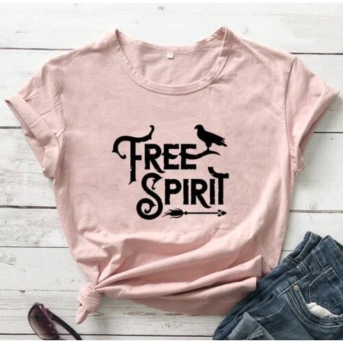 Free Spirit T-shirt Trendy Summer Graphic Gypsy Soul Top Tee Shirt Cute Women Short Sleeve Hippie Wanderlust Tshirt