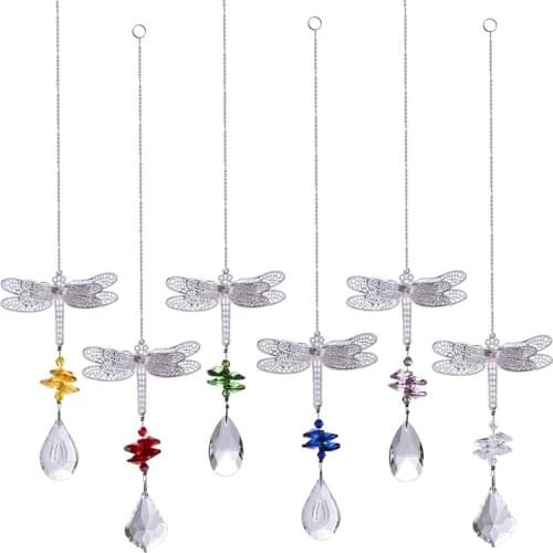 Crystal Dragonfly Pendant Suncatcher Window Car Hanging Ornament Rainbow Maker Chandelier Crystal Ball Prisms Home Wedding Decor