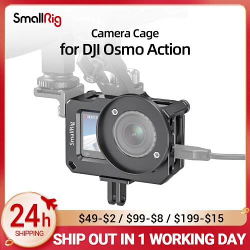 SmallRig Vlogging Cage for DJI Osmo Action Feature with 1/4 & 3/8 Arri Locating holes For Microphone EVF Mount Attach CVD2360