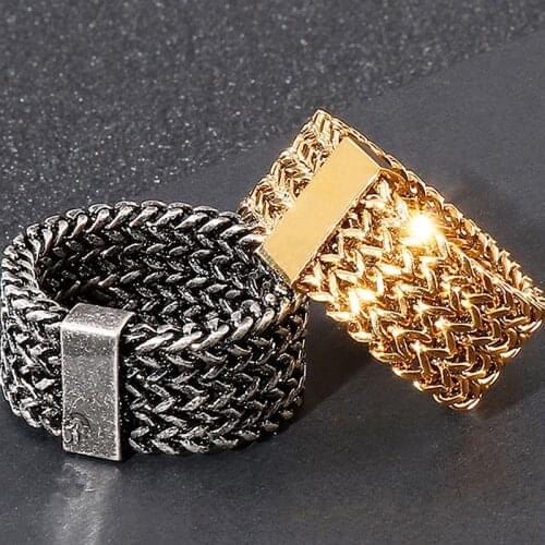 Golden Stainless Steel Fish Scale Mesh Band Ring For Men Womens Anillos Unisex Couple Jewelry Friendship Gifts Name Engraveable