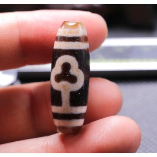 Collectible Treasure Talisman LKbrother Top Magic Power Tibetan Old Agate Buddhi tree dZi Bead Totem Amulet