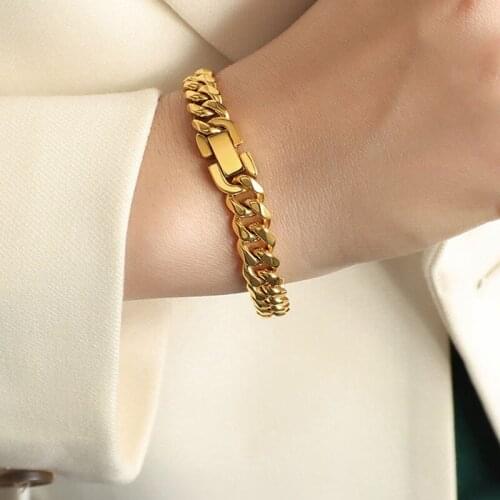 2021 Summer Hot Sale Stainless Steel Jewelry Unique Design 8mm Thick Watch Clasp Bangles Minimalist Statement Winter Bracelets