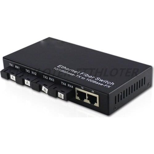 10/100M Fast Ethernet switch Convert 20KM Fiber Optical Media Converter SM 4*RJ45 & 4*SC 2A 2B Fast Fiber Switch 4 ports
