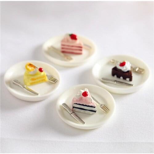 Dollhouse Mini Cake Dish Miniature Simulation Knife Fork Kitchen Toy Tableware